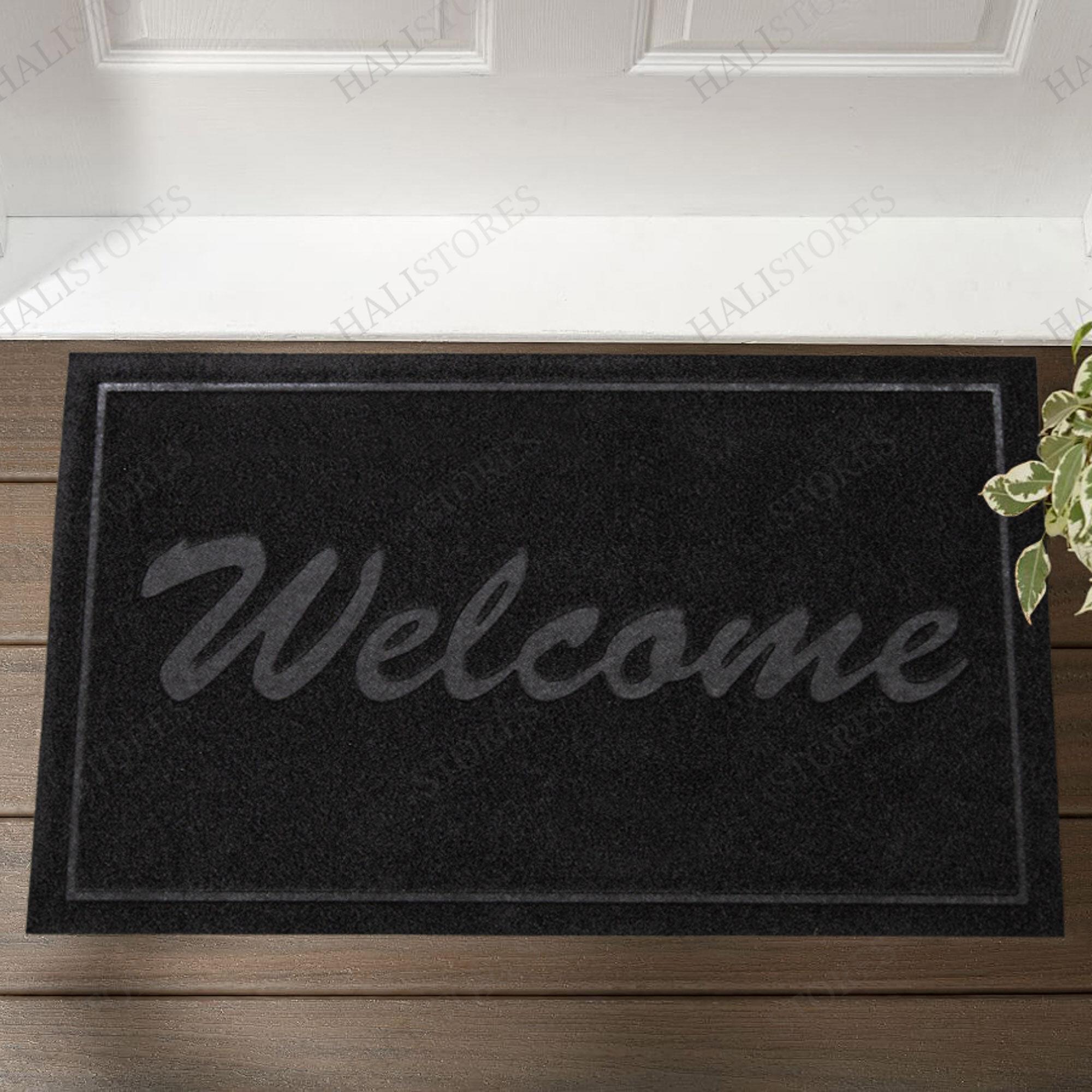 Kabartmalı Welcome Siyah Kapı Paspası