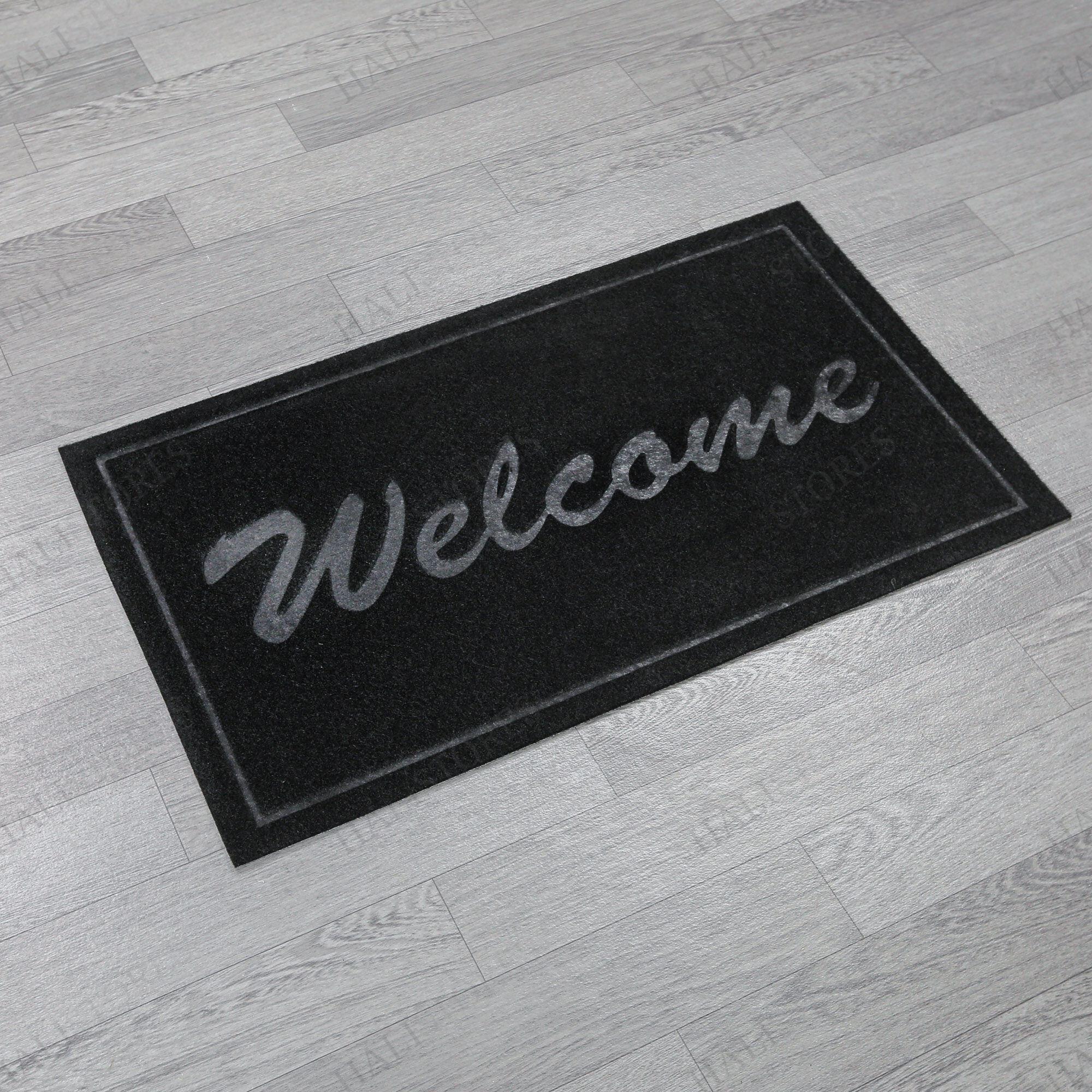 Kabartmalı Welcome Siyah Kapı Paspası