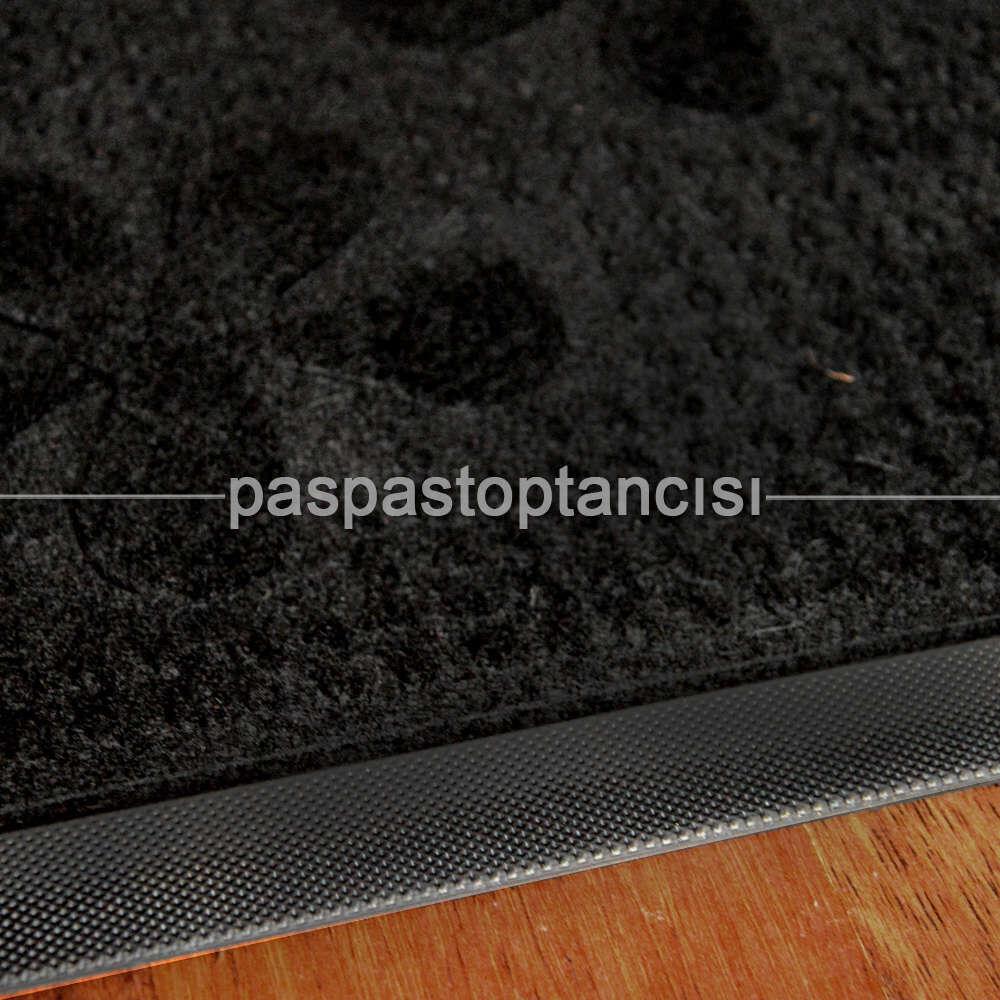 Kapı Paspası Halı Paspas Çiçekler Siyah