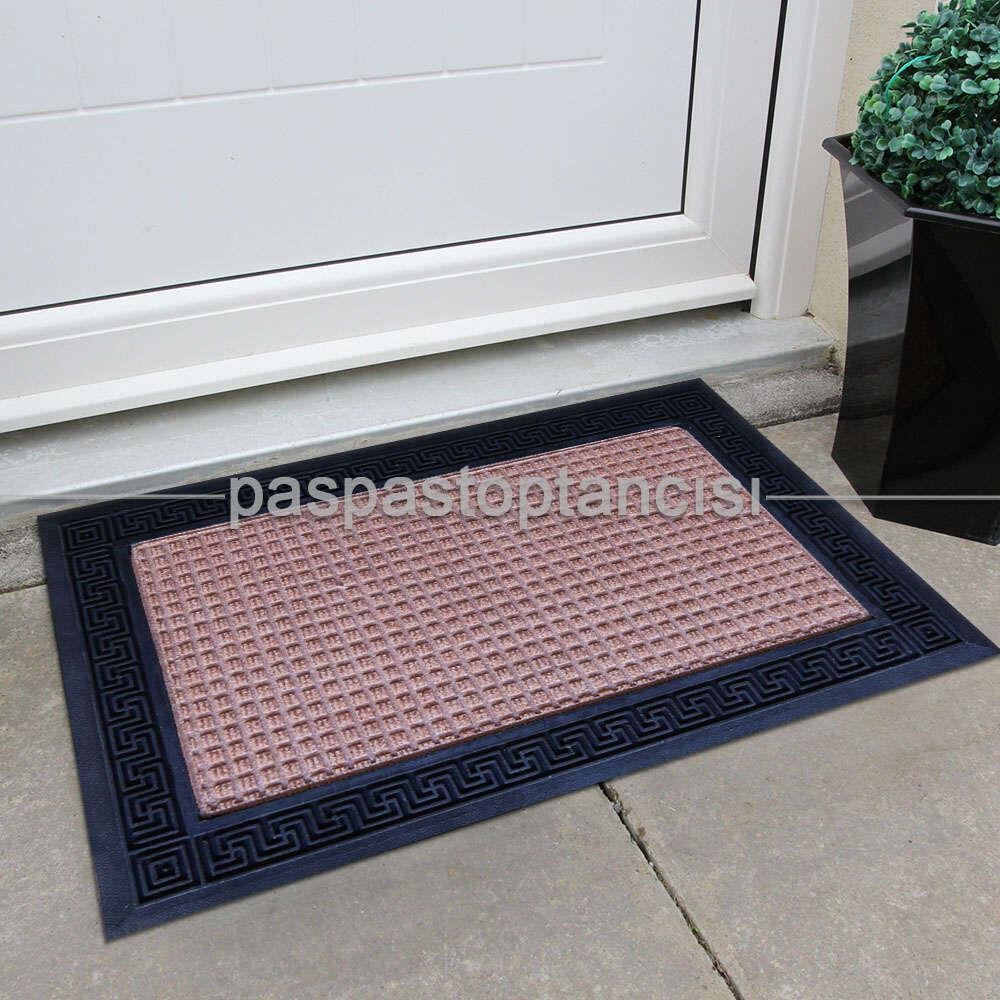 Lastik Kenarlı Bej Halı Paspas