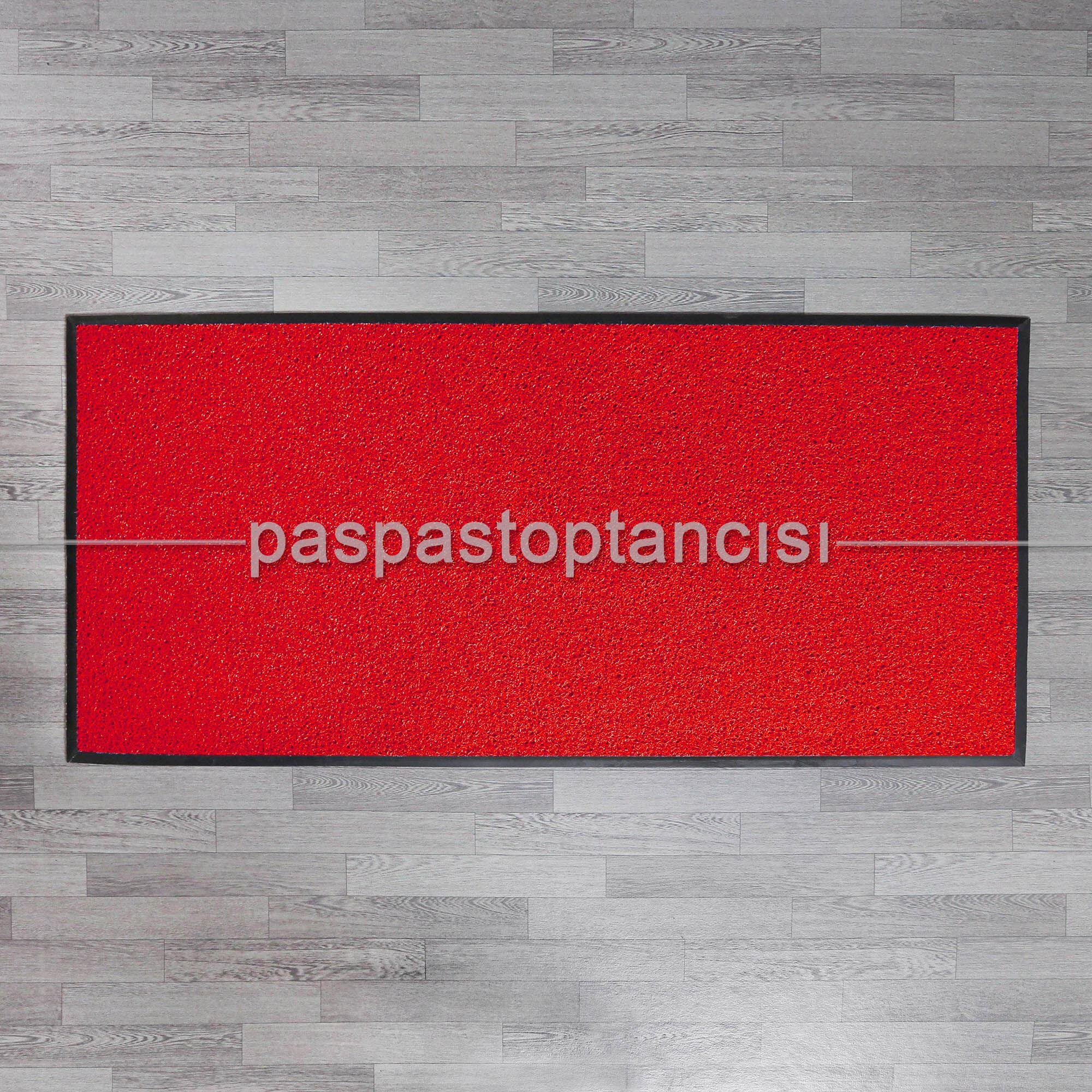 Özel Kauçuk Kenarlıklı Kaymaz Kırmızı Kıvırcık Paspas