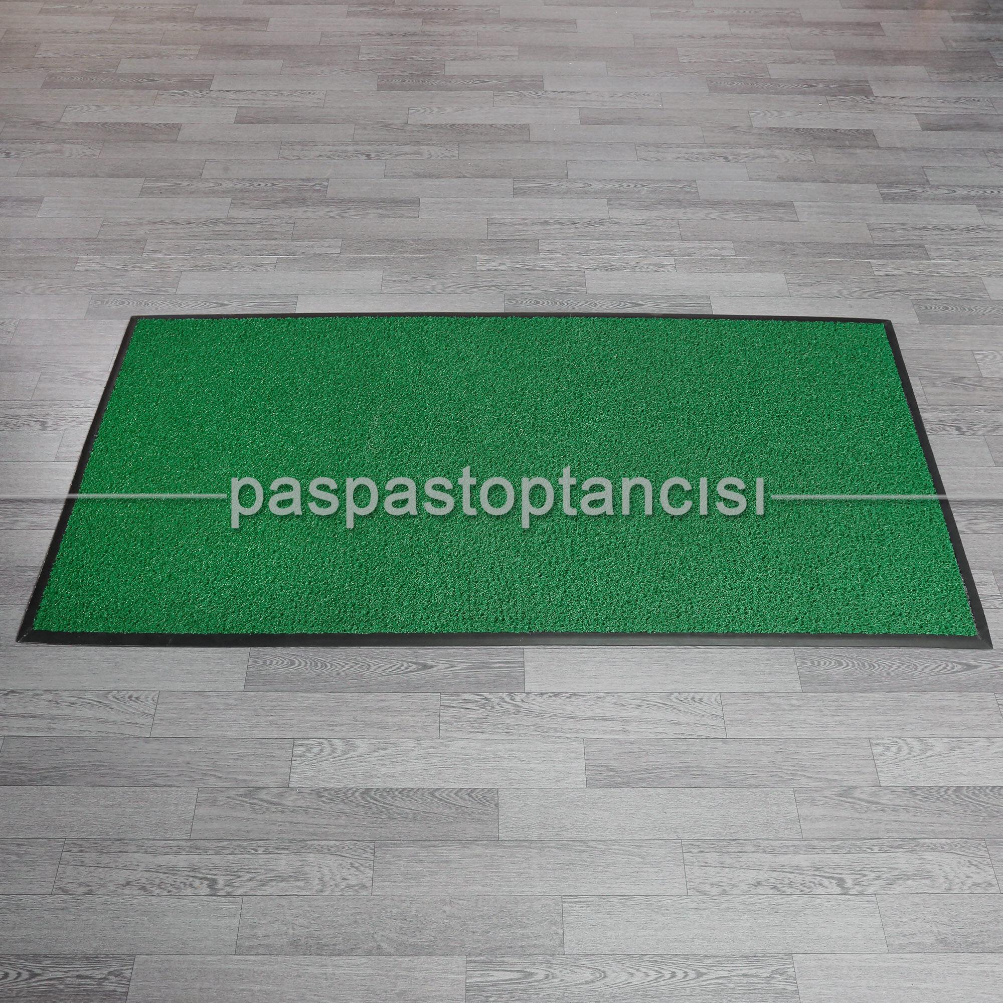 Özel Kauçuk Kenarlıklı Kaymaz Yeşil Kıvırcık Paspas