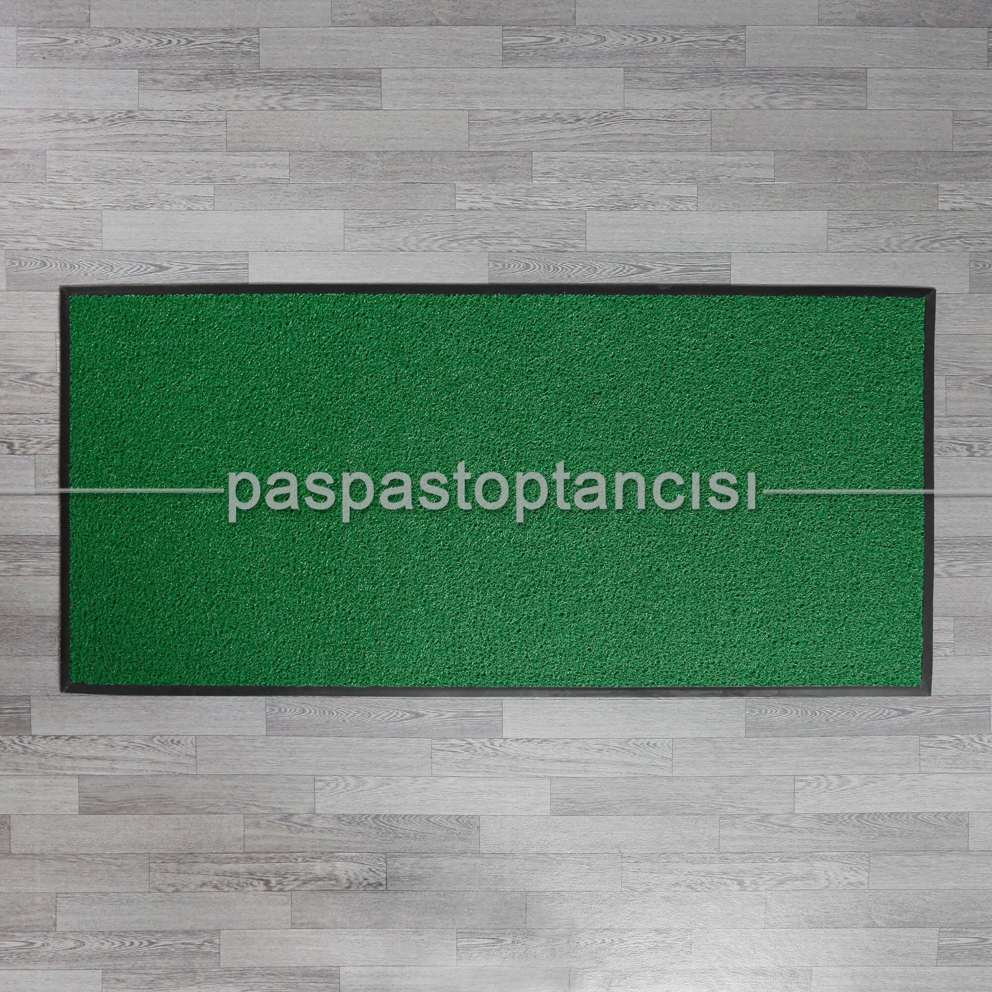 Özel Kauçuk Kenarlıklı Kaymaz Yeşil Kıvırcık Paspas