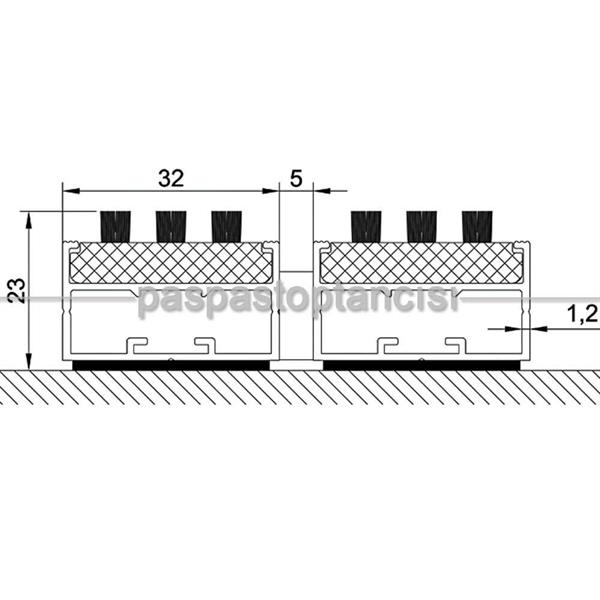 Alüminyum Metal Paspas Fırça Fitilli UM5000 Kırmızı