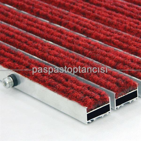 Alüminyum Metal Paspas Halı Fitilli Kırmızı