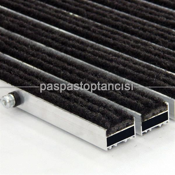 Alüminyum Metal Paspas Halı Fitilli Siyah