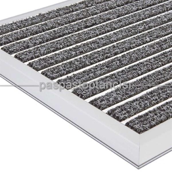 Alüminyum Paspas Bukle Halı Fitilli OM1000 Gri