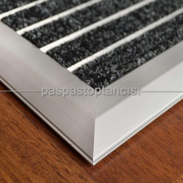 Alüminyum Paspas Bukle Halı Fitilli OM1000 Gri