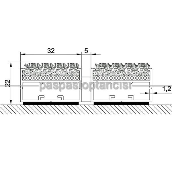 Alüminyum Paspas Bukle Halı Fitilli UM1000 Siyah
