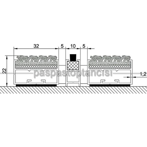Alüminyum Paspas Bukle Halı Fitilli ve Fırça Sıyırıcılı UM1000F Kırmızı