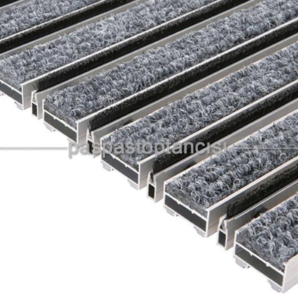 Alüminyum Paspas Bukle Halı Fitilli ve Fırça Sıyırıcılı UM1000F Gri