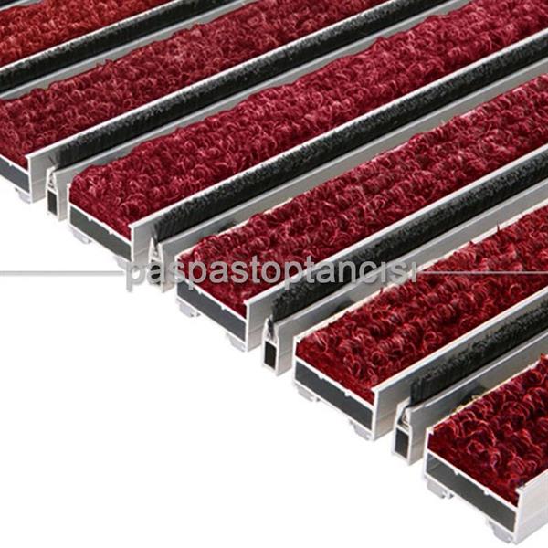 Alüminyum Paspas Bukle Halı Fitilli ve Fırça Sıyırıcılı UM1000F Kırmızı