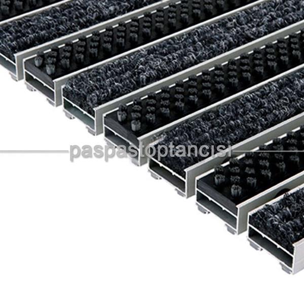 Alüminyum Paspas Bukle Halı Fitilli ve Fırça Fitilli UM1050 Siyah