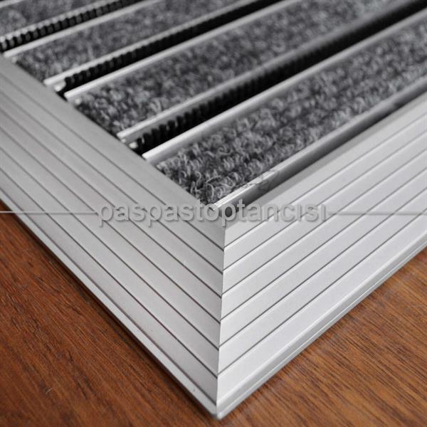 Alüminyum Paspas Bukle Halı Fitilli ve Fırça Sıyırıcılı UM1000F Gri