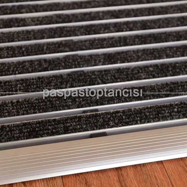 Alüminyum Paspas Bukle Halı Fitilli ve Yivli PVC Fitilli SM1020 Gri