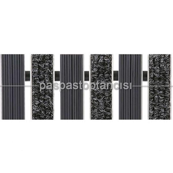 Alüminyum Paspas Bukle Halı Fitilli ve Yivli PVC Fitilli UM1020 Siyah