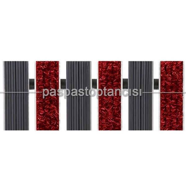Alüminyum Paspas Bukle Halı Fitilli ve Yivli PVC Fitilli UM1020 Kırmızı