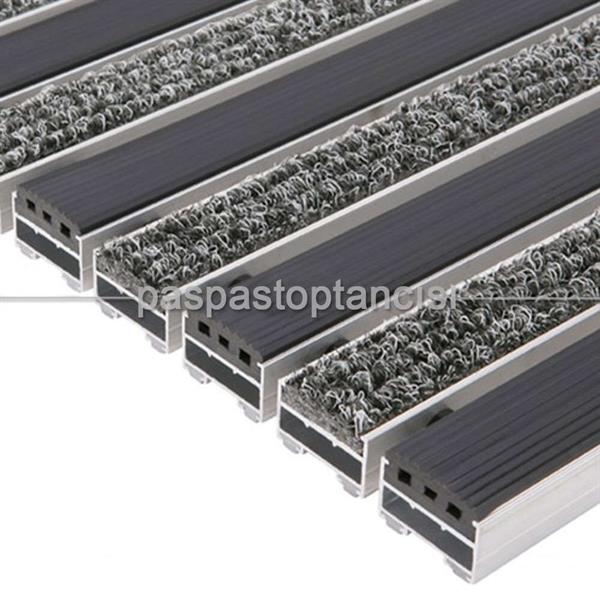 Alüminyum Paspas Bukle Halı Fitilli ve Yivli PVC Fitilli UM1020 Gri