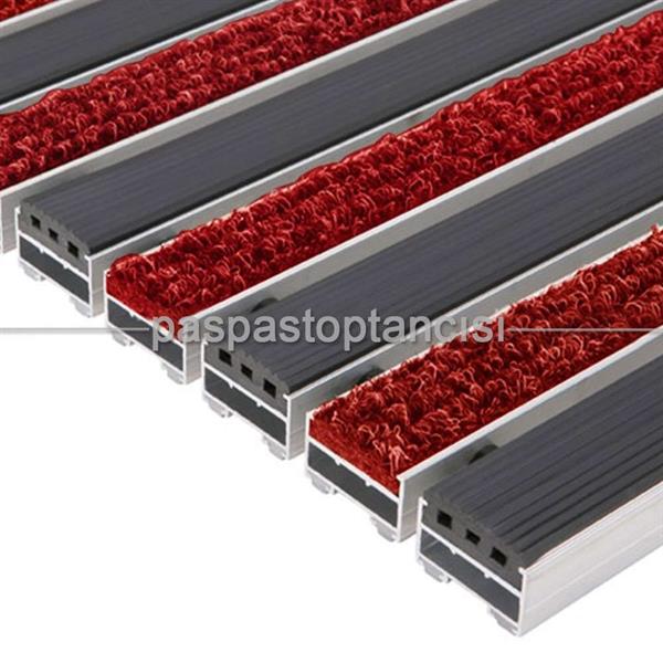 Alüminyum Paspas Bukle Halı Fitilli ve Yivli PVC Fitilli UM1020 Kırmızı