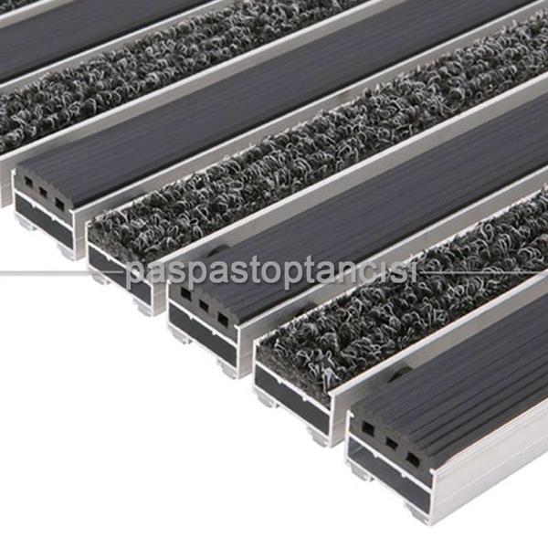 Alüminyum Paspas Bukle Halı Fitilli ve Yivli PVC Fitilli UM1020 Siyah