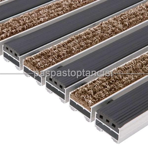 Alüminyum Paspas Bukle Halı Fitilli ve Yivli PVC Fitilli UM1020 Bej