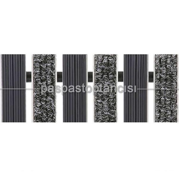 Alüminyum Paspas Bukle Halı Fitilli ve Yivli PVC Fitilli UM1020 Gri