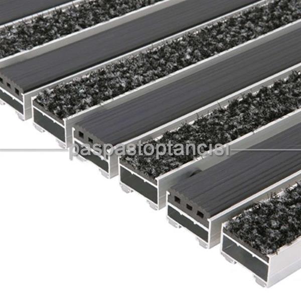 Alüminyum Paspas Exclusive Halı Fitilli ve Yivli PVC Fitilli UM3020 Gri