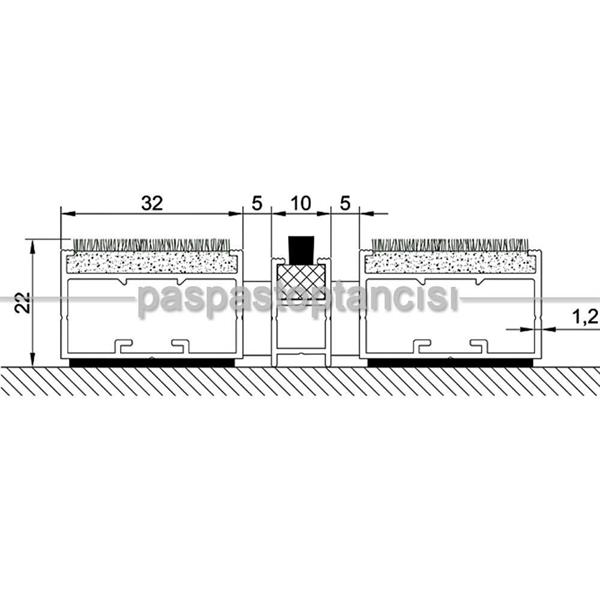 Alüminyum Paspas Exclusive Halı Fitilli ve Fırça Sıyırıcılı UM3000F Bej