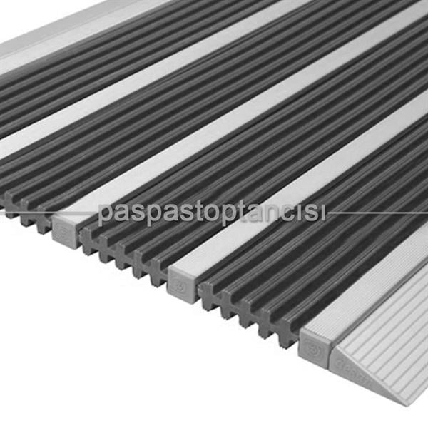 Alüminyum Paspas Yivli PVC Fitilli DM9000 Gri