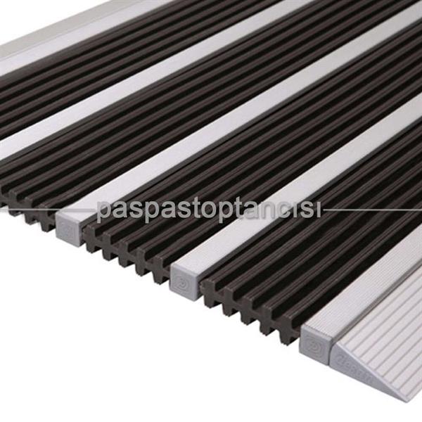 Alüminyum Paspas Yivli PVC Fitilli DM9000 Siyah