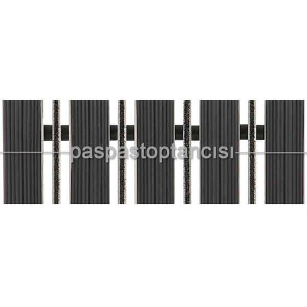 Alüminyum Paspas Yivli PVC Fitilli ve Fırça Sıyırıcılı UM2000F Siyah