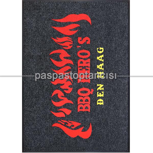 Cafe ve Restaurant Logolu Siyah Halı Paspas