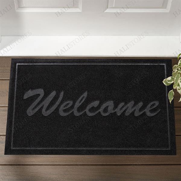 Kabartmalı Welcome Siyah Kapı Paspası