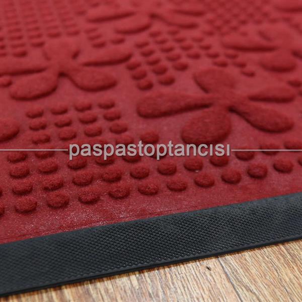 Kapı Paspası Halı Paspas Çiçekler Bordo