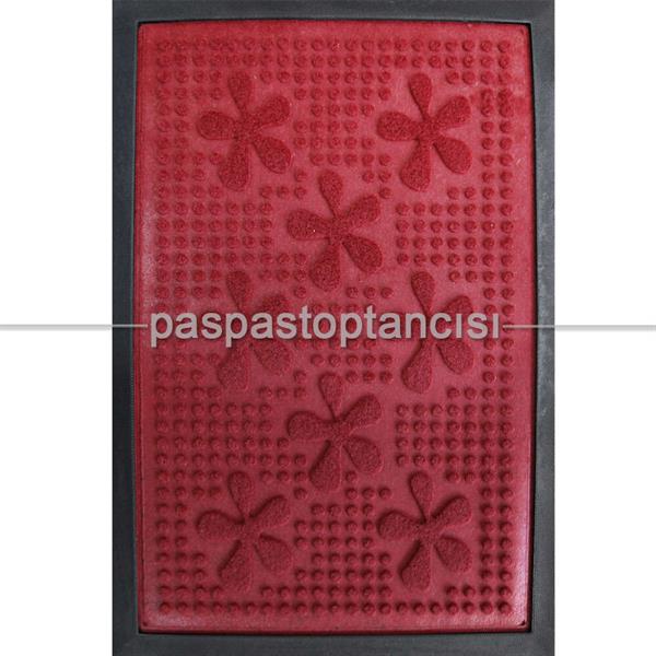 Kapı Paspası Halı Paspas Çiçekler Bordo