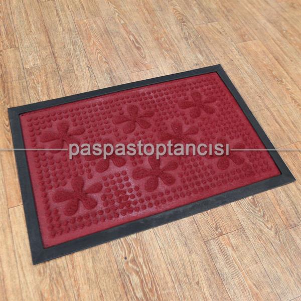 Kapı Paspası Halı Paspas Çiçekler Bordo