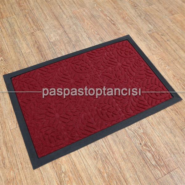 Kapı Paspası Halı Paspas Yapraklar Bordo