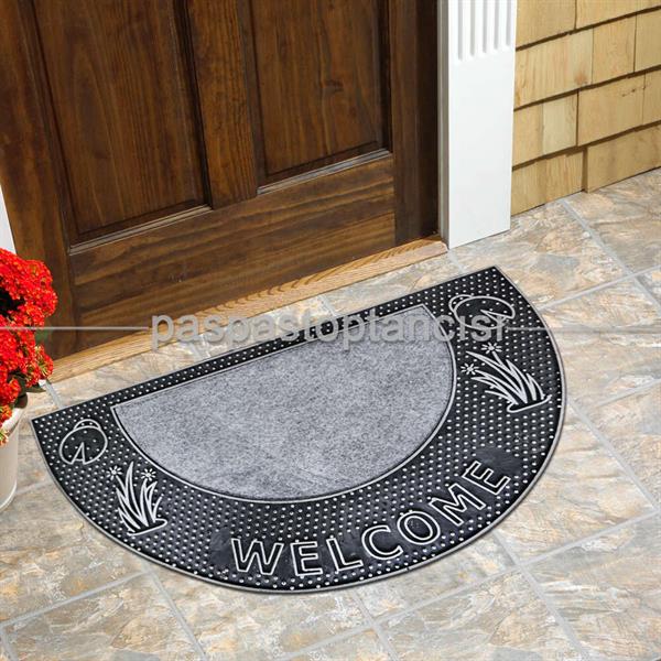 Kapı Paspası Yarım Ay Welcome Gri