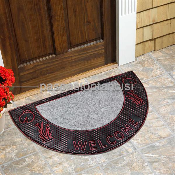 Kapı Paspası Yarım Ay Welcome Kırmızı