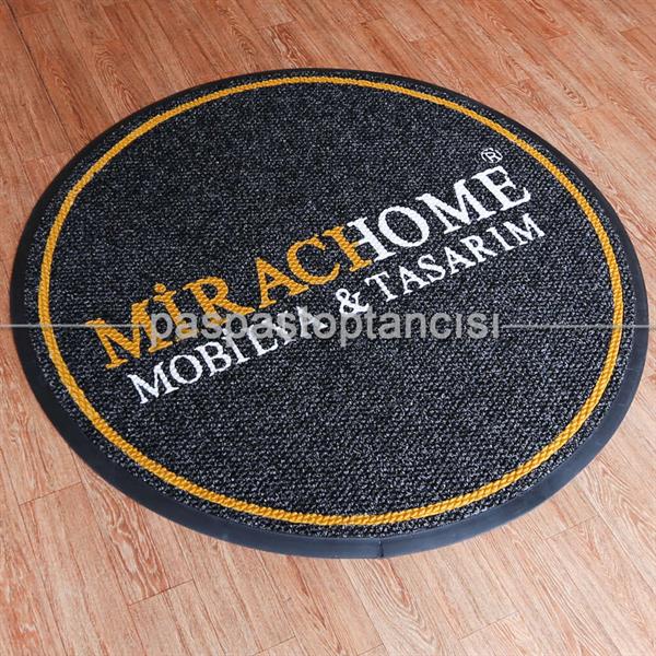 Mobilya Firmaları için Logolu Yuvarlak Halı Paspas