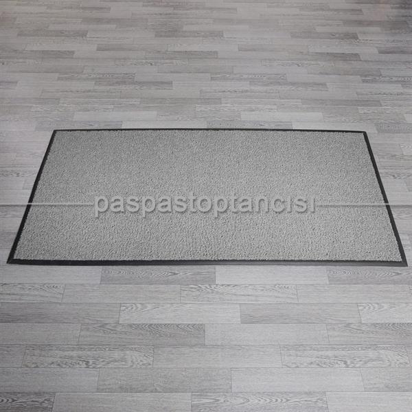 Özel Kauçuk Kenarlıklı Kaymaz Gri Kıvırcık Paspas