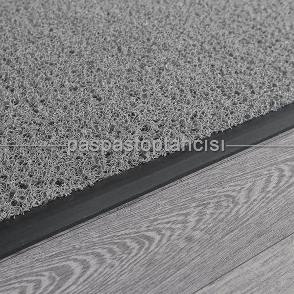 Özel Kauçuk Kenarlıklı Kaymaz Gri Kıvırcık Paspas