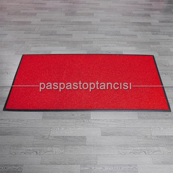 Özel Kauçuk Kenarlıklı Kaymaz Kırmızı Kıvırcık Paspas