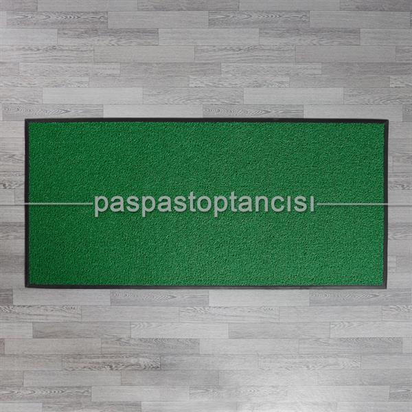 Özel Kauçuk Kenarlıklı Kaymaz Yeşil Kıvırcık Paspas