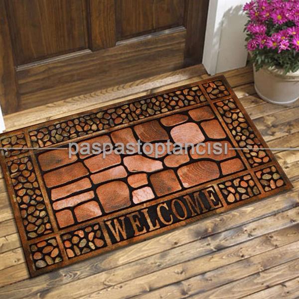 Welcome Yazılı Kapı Paspası Antik 15