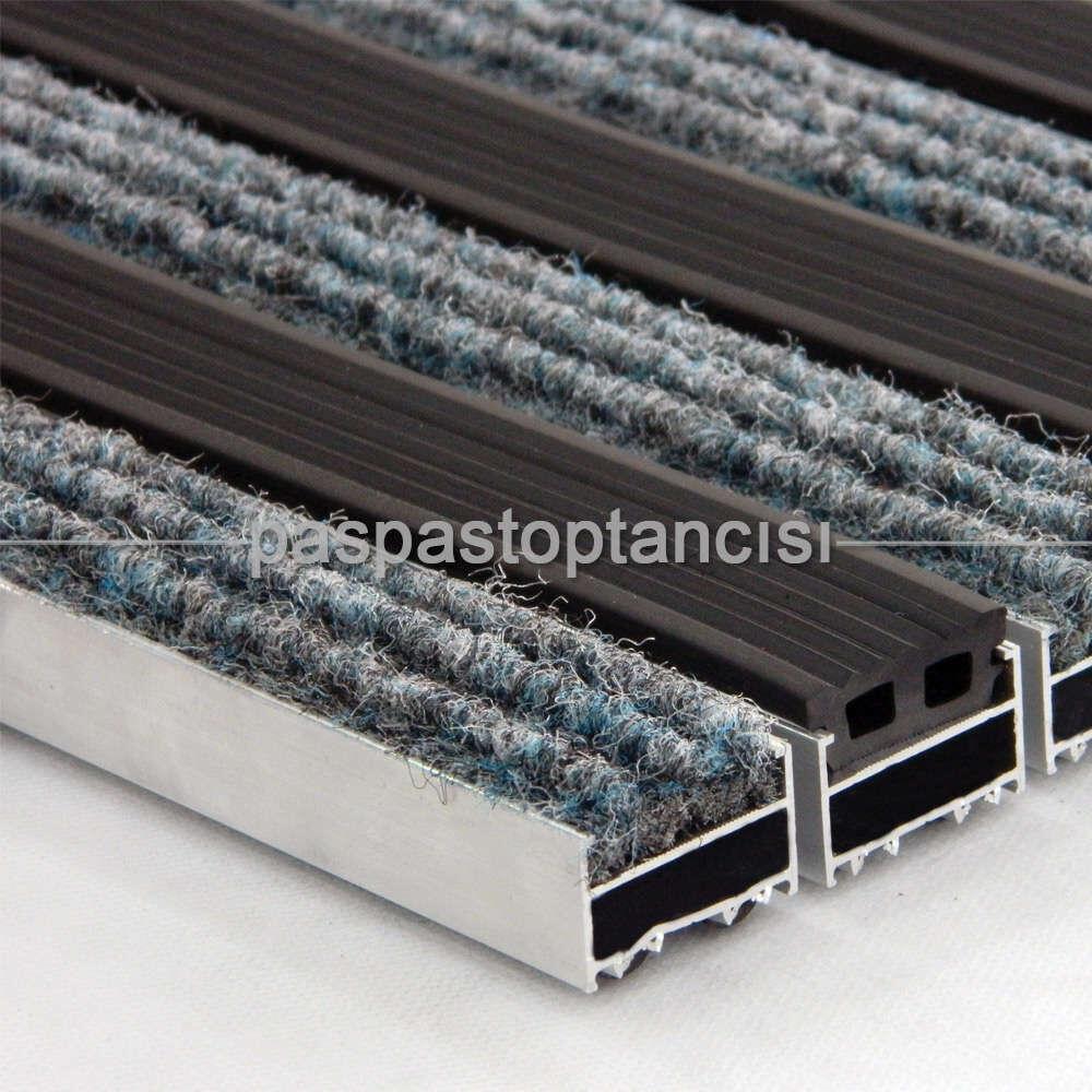 Alüminyum Metal Paspas Halı ve Lastik Fitilli Siyah - Gri