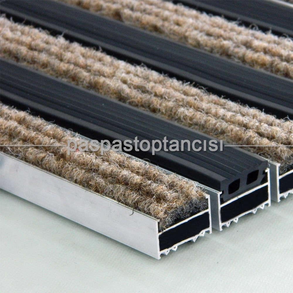 Alüminyum Metal Paspas Halı ve Lastik Fitilli Siyah - Kahve