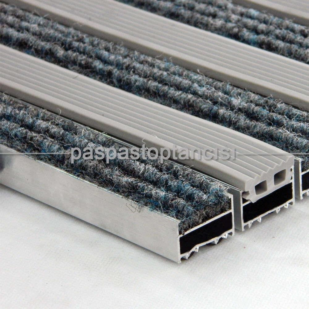 Alüminyum Metal Paspas Halı ve Lastik Fitilli Gri