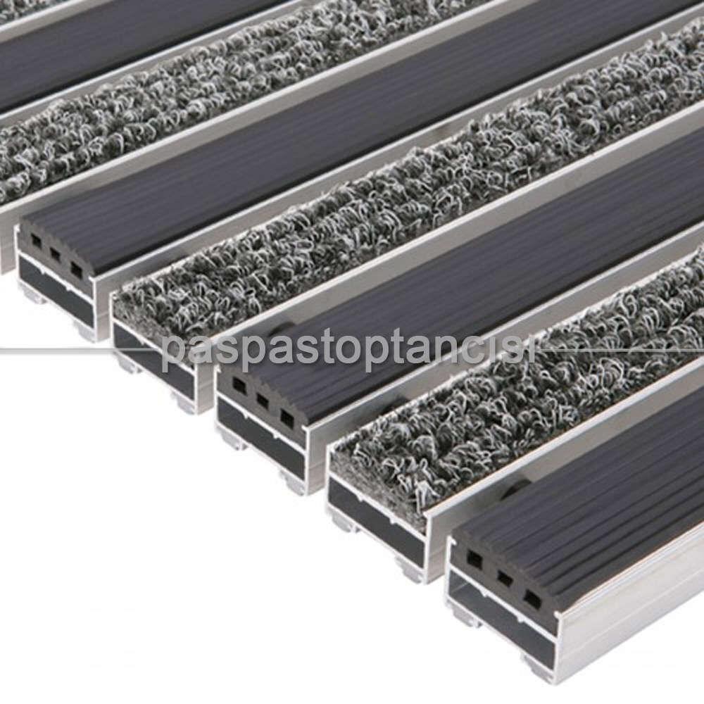 Alüminyum Paspas Bukle Halı Fitilli ve Yivli PVC Fitilli UM1020 Gri