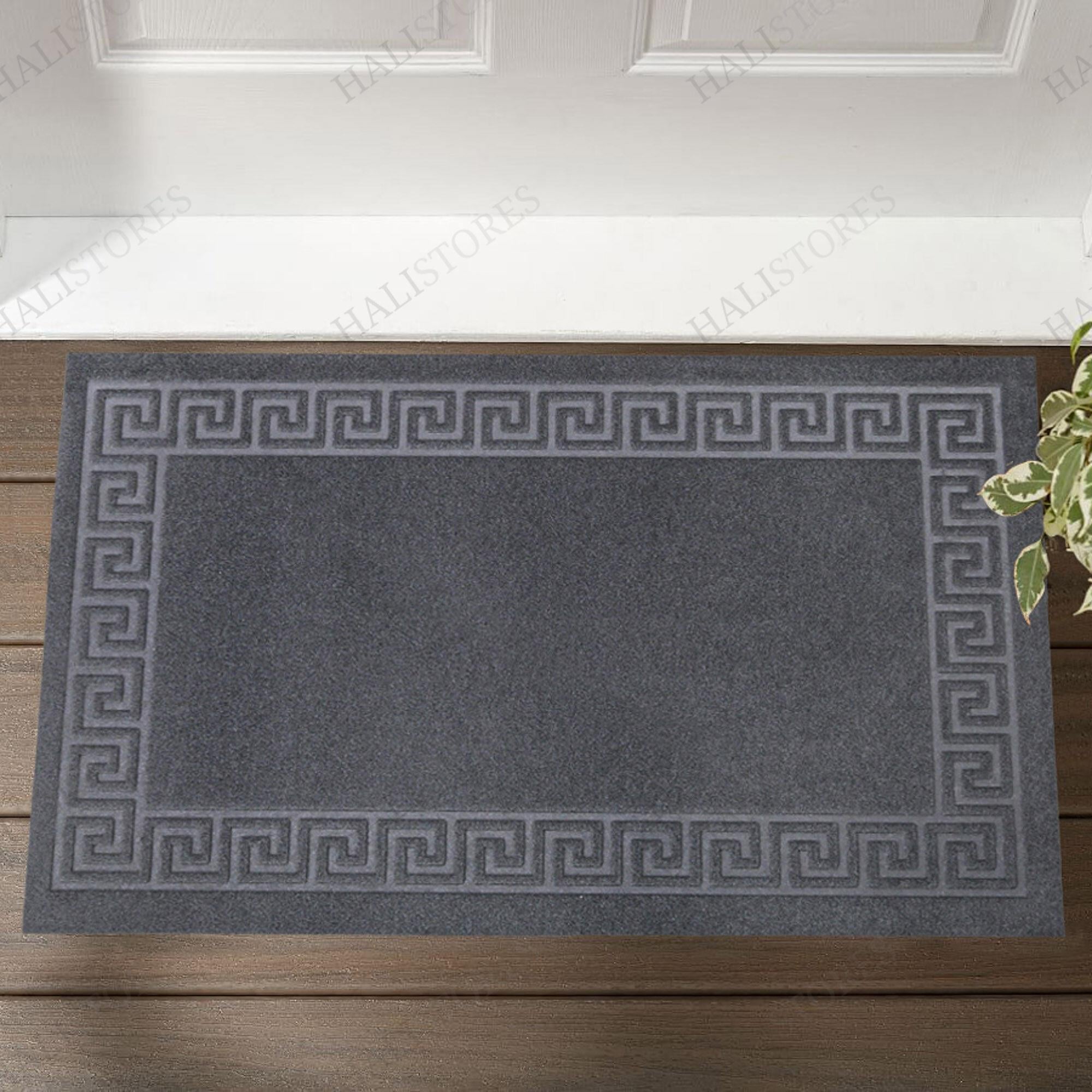 Kabartmalı Çerçeveli Gri Kapı Paspası